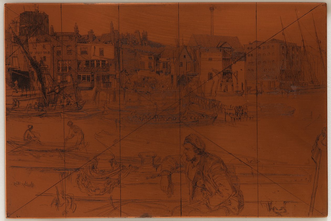 Dağlama plakası: Black Lion Wharf by James Abbott McNeill Whistler