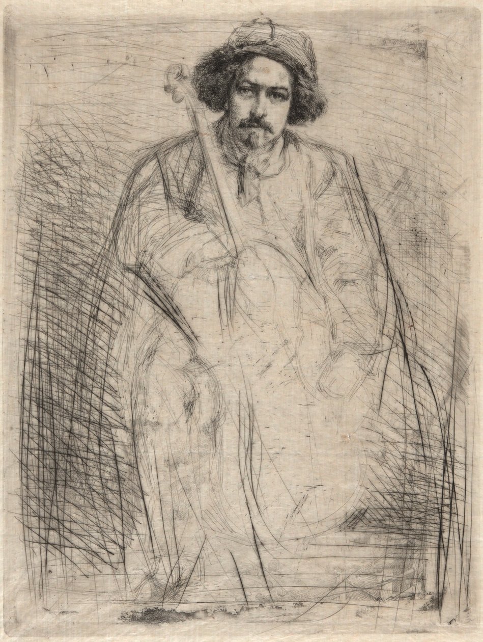 J. Becquet, heykeltıraş (The Fiddler), Thames Setinden (Thames ve Diğer Konularda Sahnelerin On Altı Gravür Serisi) by James Abbott McNeill Whistler