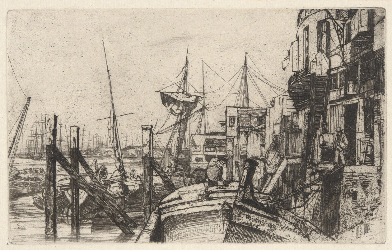 Limehouse, Thames Setinden (Thames ve Diğer Konularda Sahnelerin On Altı Gravür Serisi) by James Abbott McNeill Whistler