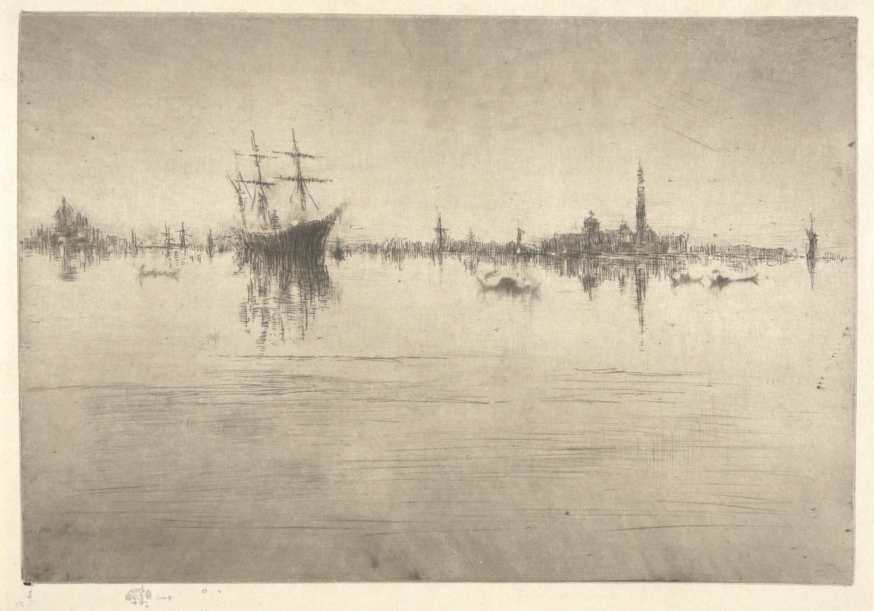 Nocturne, İlk Venedik Setinden (Venedik, On İki Gravür Serisi) by James Abbott McNeill Whistler