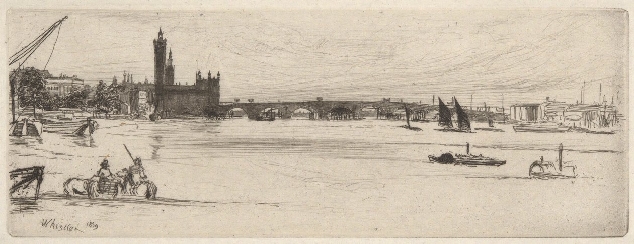 Eski Westminster Köprüsü, Thames Setinden (Thames ve Diğer Konulardaki Sahnelerin On Altı Gravür Serisi) by James Abbott McNeill Whistler