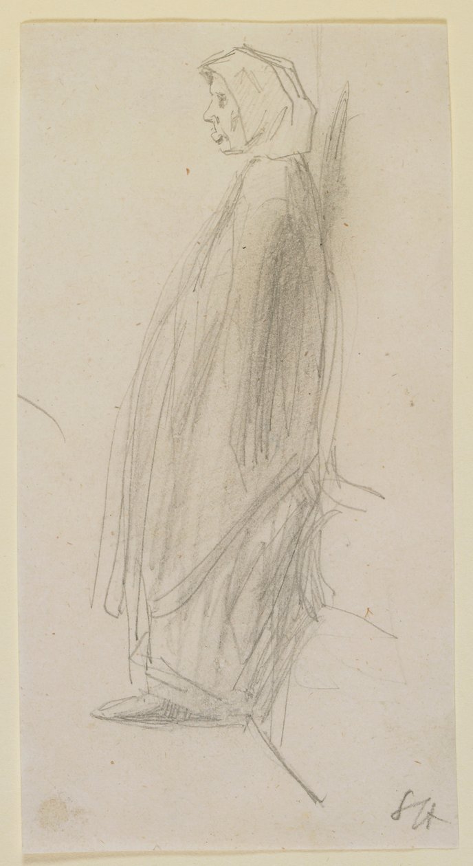 Ayakta duran yaşlı bir kadının profil çizimi by James Abbott McNeill Whistler