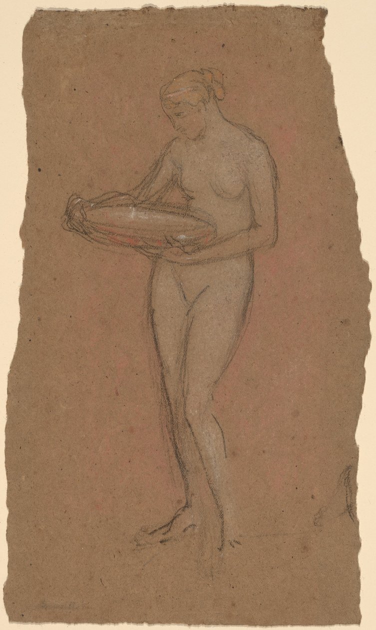 Bir kase tutan çıplak kadın ayakta [rekto] by James Abbott McNeill Whistler