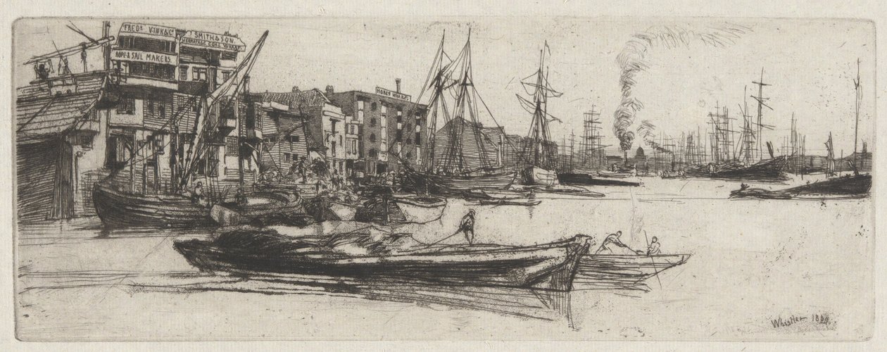 Thames Deposu, Thames Setinden (Thames ve Diğer Konularda Sahnelerin On Altı Gravür Serisi) by James Abbott McNeill Whistler