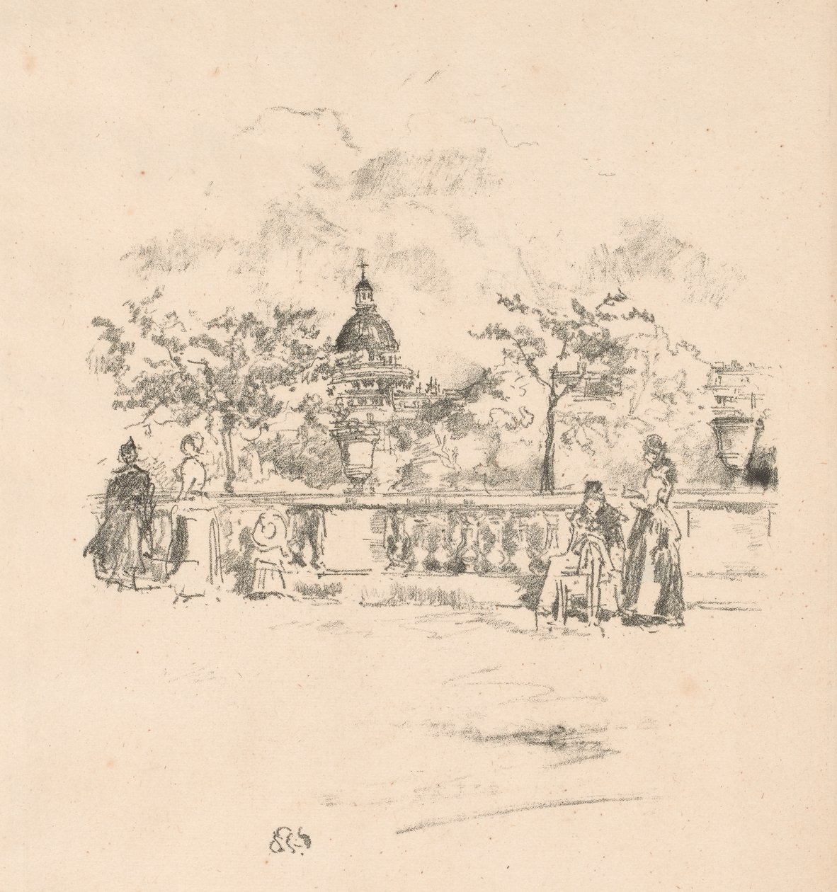 Lüksemburg Bahçeleri Terasından Pantheon by James Abbott McNeill Whistler