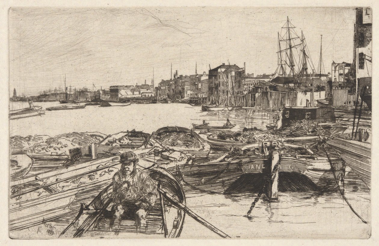 Havuz, Thames Setinden (Thames ve Diğer Konularda Sahnelerin On Altı Gravür Serisi) by James Abbott McNeill Whistler