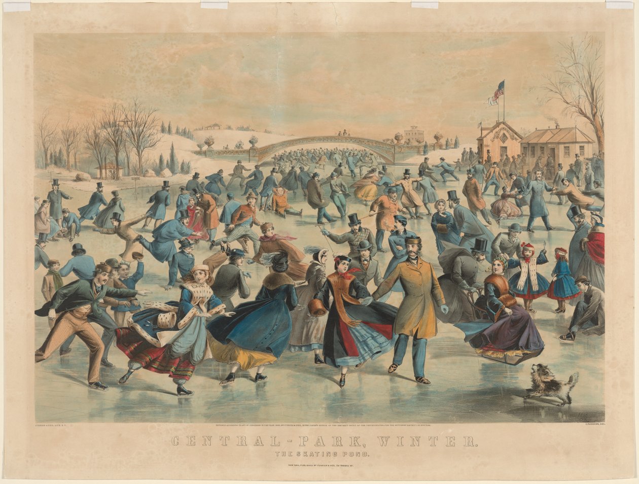 Central Park, Kış: Skating Pond. by James Merritt Ives