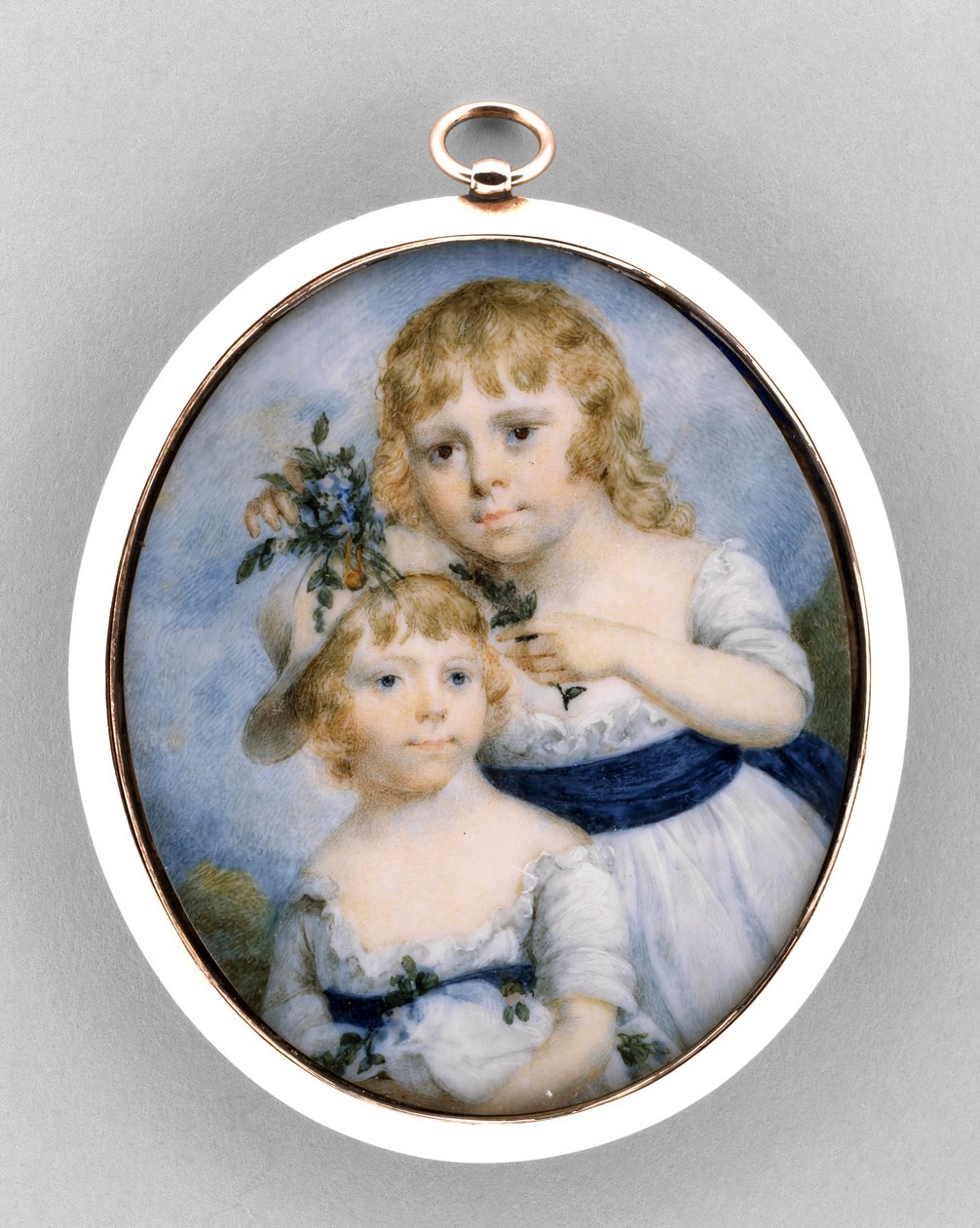 İki kız kardeşin portresi, c.1795 (fildişi üzerine sulu boya by James Nixon