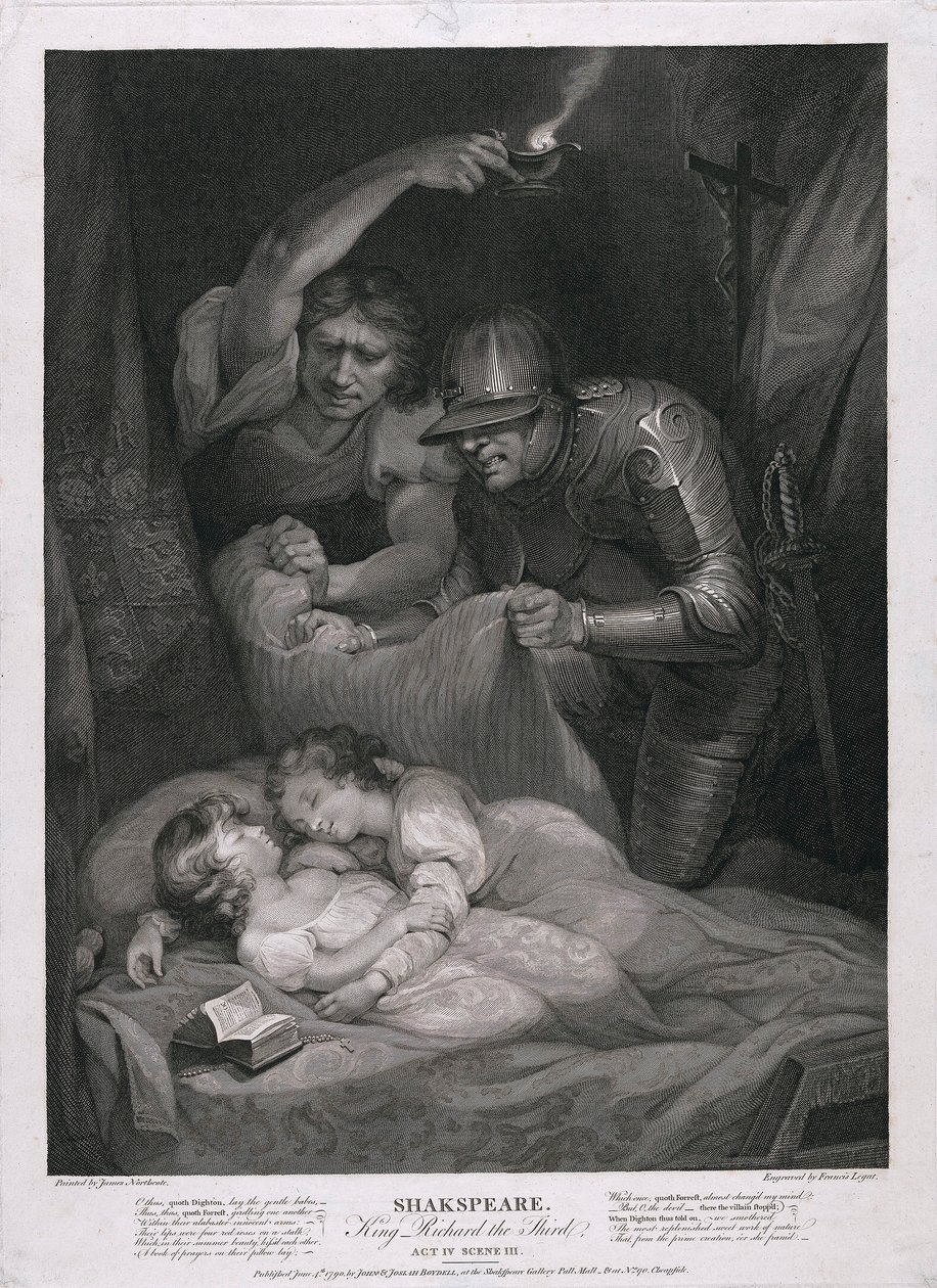 Kral Üçüncü Richard: Perde IV, Sahne III Kule pubında Prenslerin Cinayeti. 1790. by James Northcote