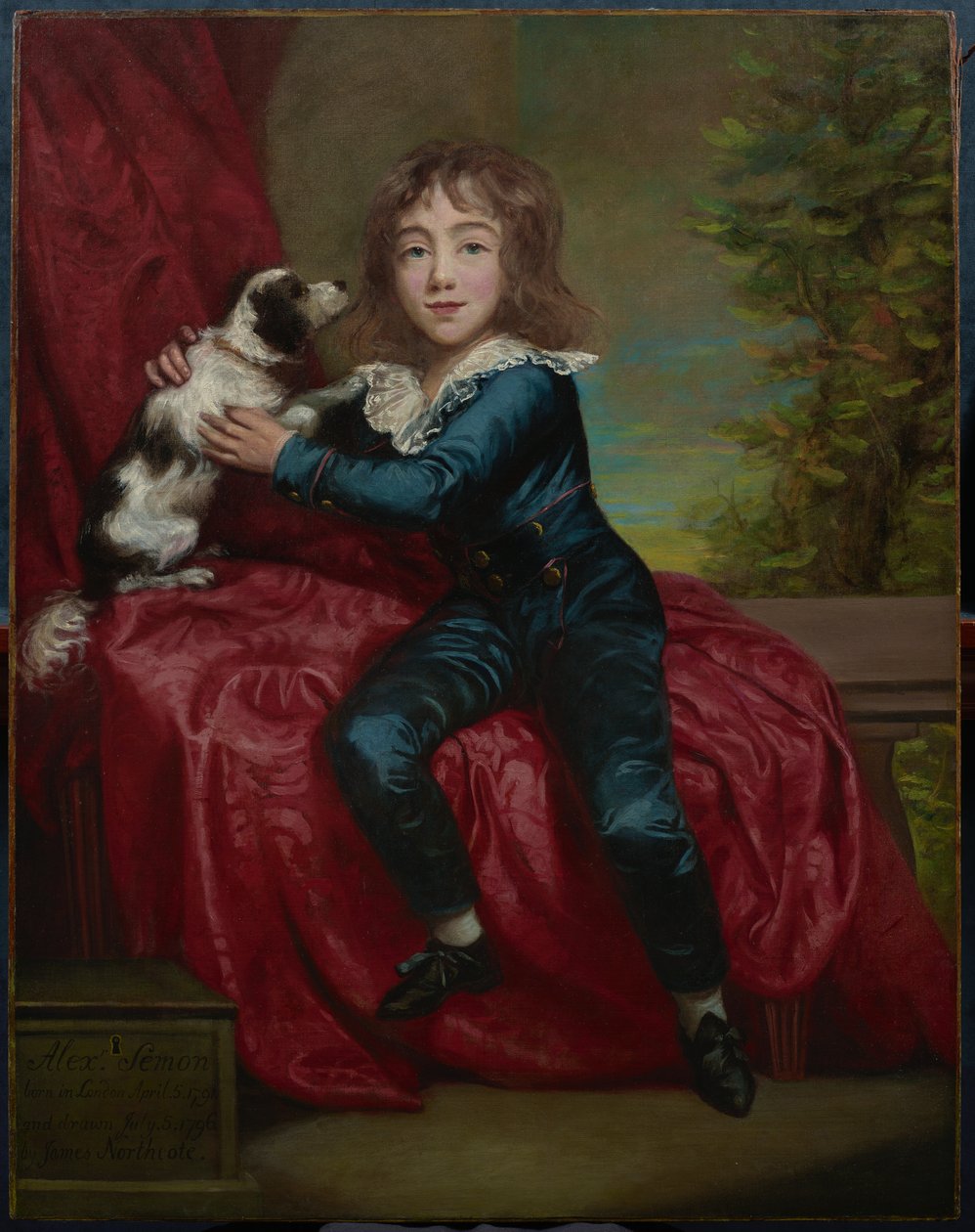 Bir Spaniel ile Usta Semon Portresi by James Northcote