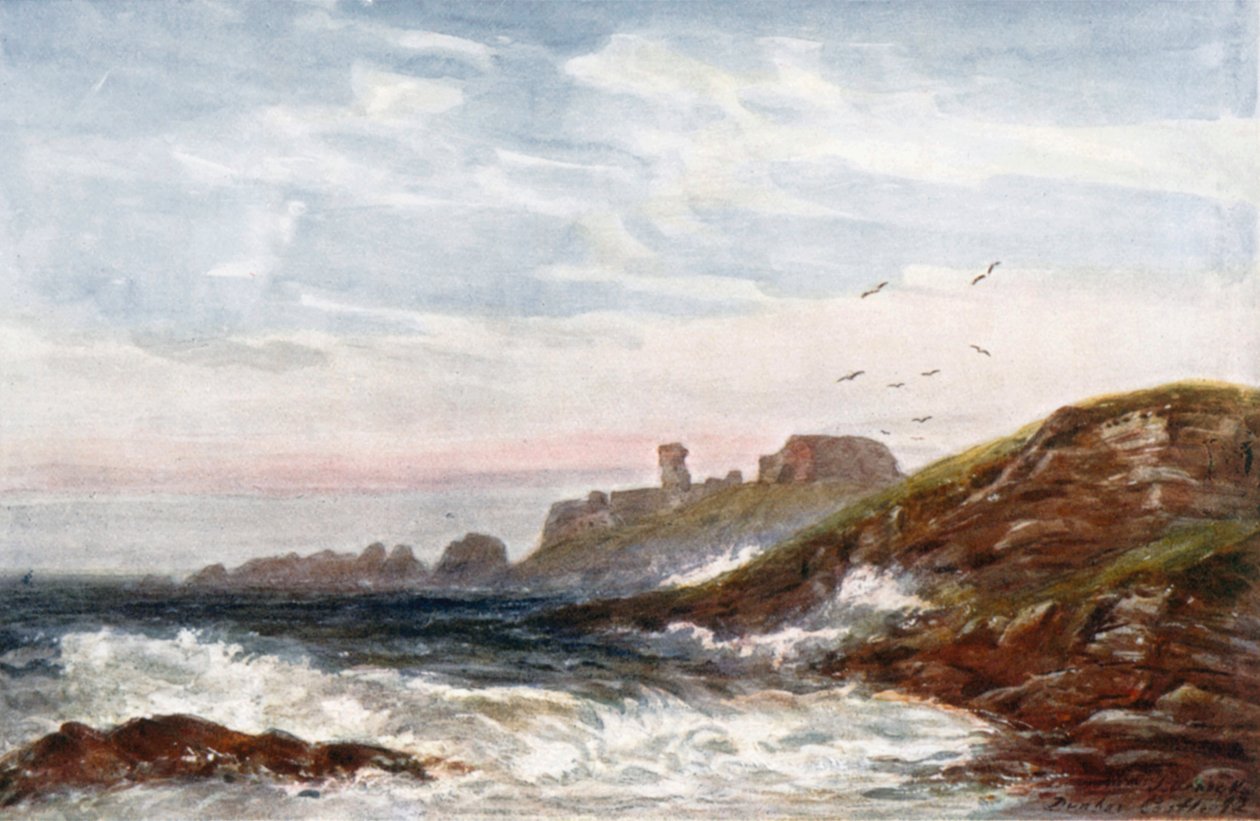 "Dunbar Kalesi" (renkli lito) by James Orrock
