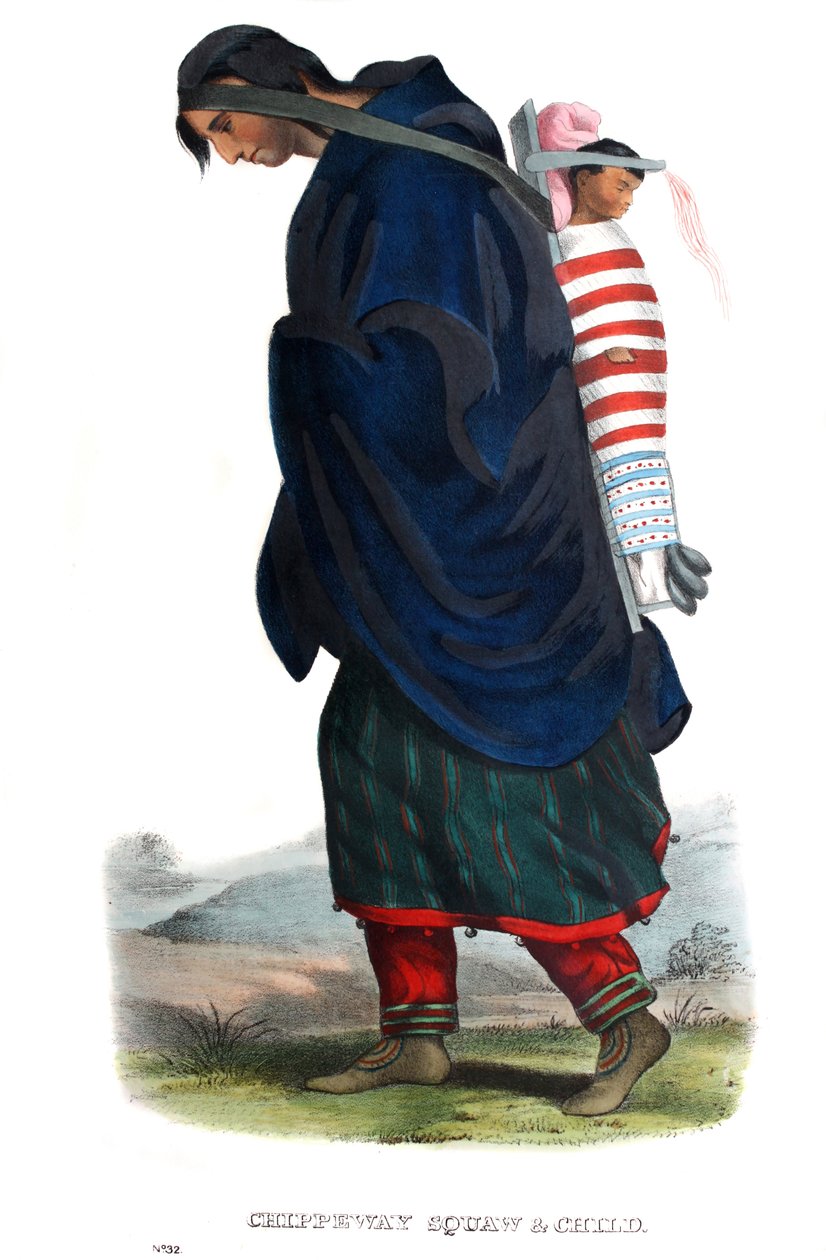 Chippeway (Ojibwe) kadın ve çocuk by James Otto Lewis