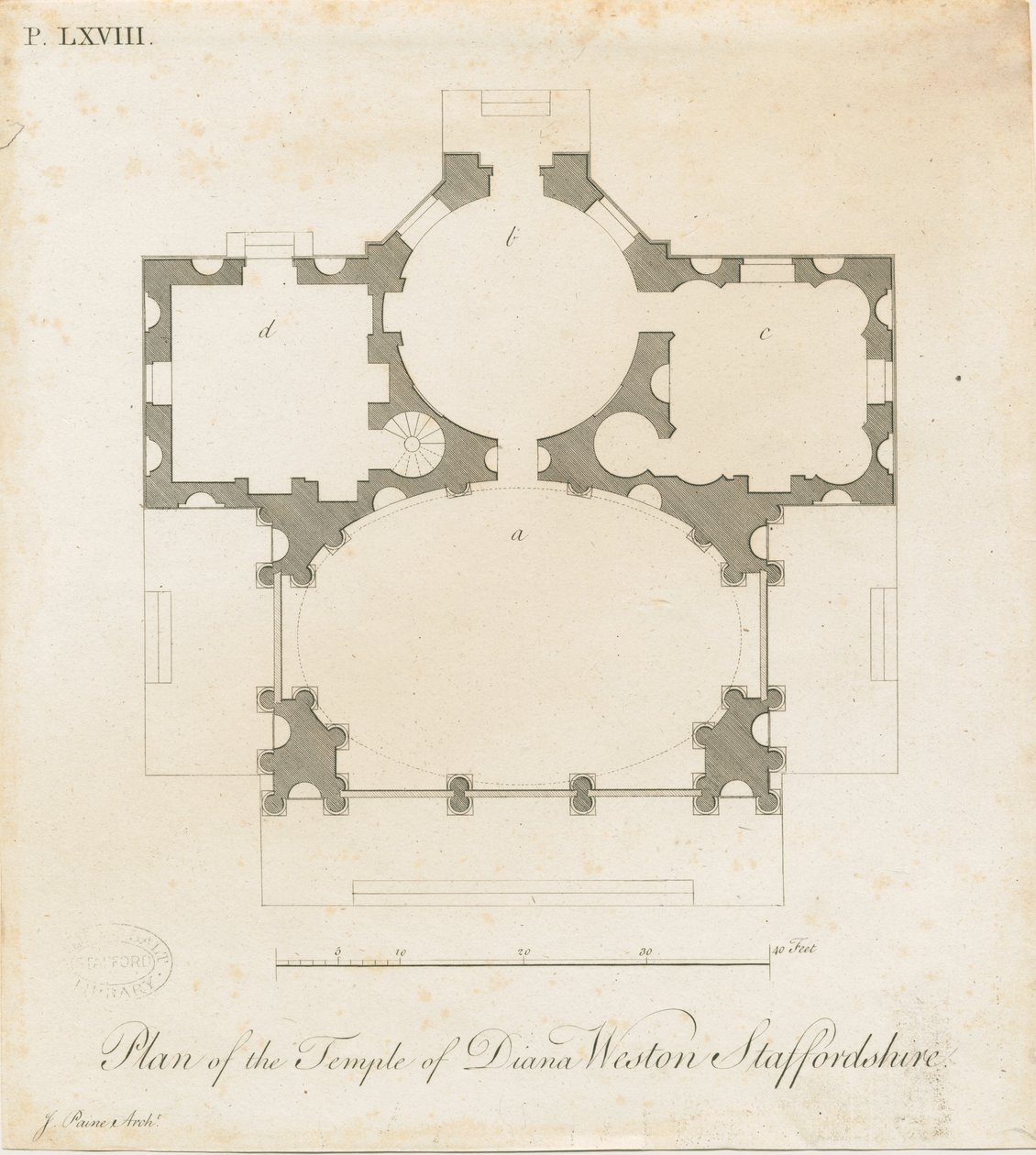 Weston-under-Lizard - Diana Tapınağı: gravür, nd [c 1765-1770] (baskı) by James Paine