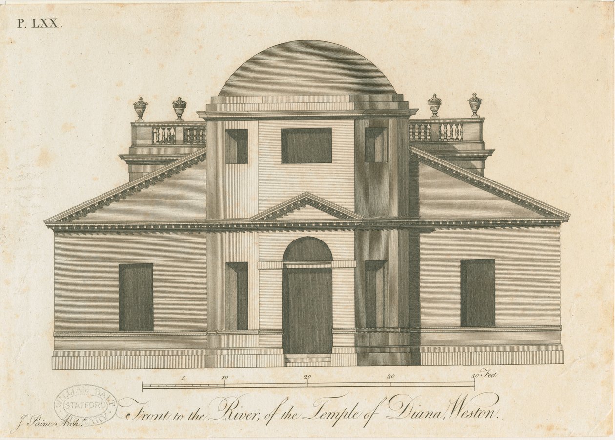 Weston-under-Lizard - Diana Tapınağı: gravür, nd [c 1765-1770] by James Paine