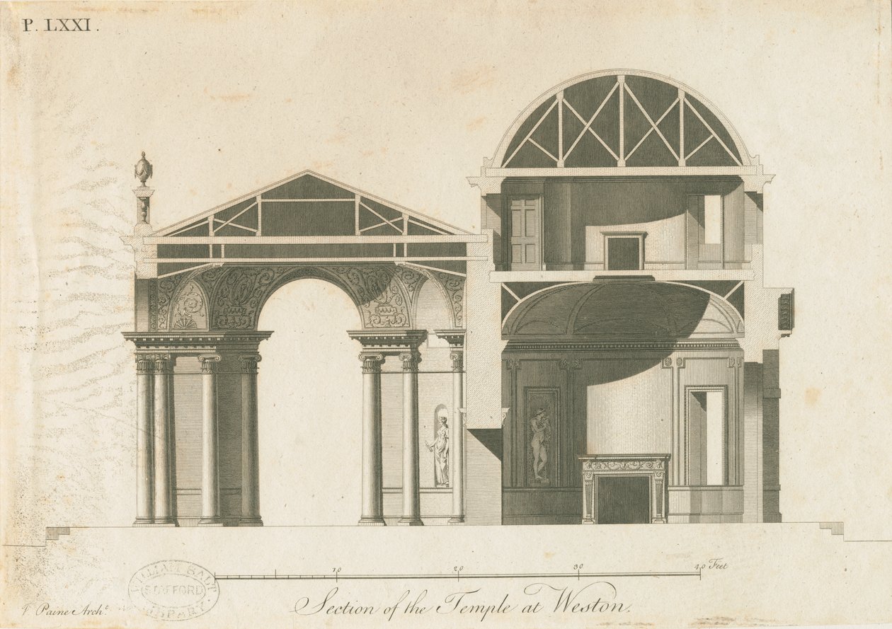 Weston-under-Lizard - Diana Tapınağı: gravür, nd [c 1765-1770] by James Paine