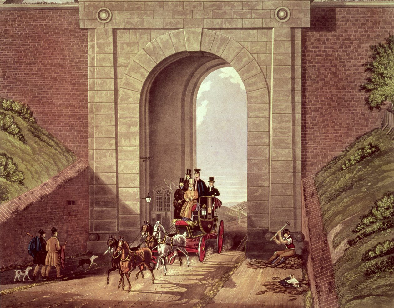 George Hunt tarafından kazınmış Highgate Tüneli, c.1830 by James Pollard
