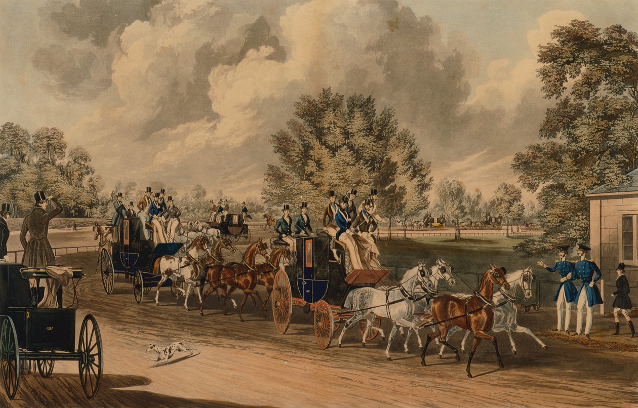 The Four in Hand Club, Hyde Park (renkli gravür) by James Pollard