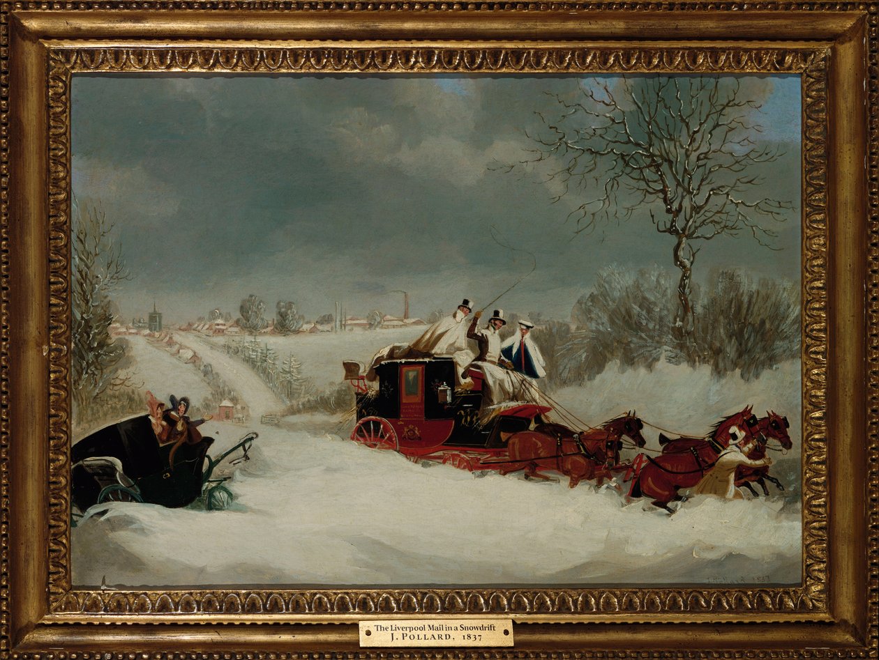 Albans yakınlarındaki bir kar fırtınasında Liverpool Postası, 1837 by James Pollard