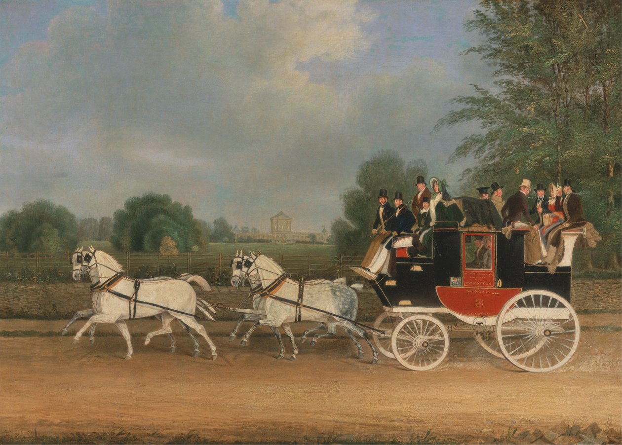 Berkshire, Buckland House'dan geçen London-Faringdon Coach by James Pollard