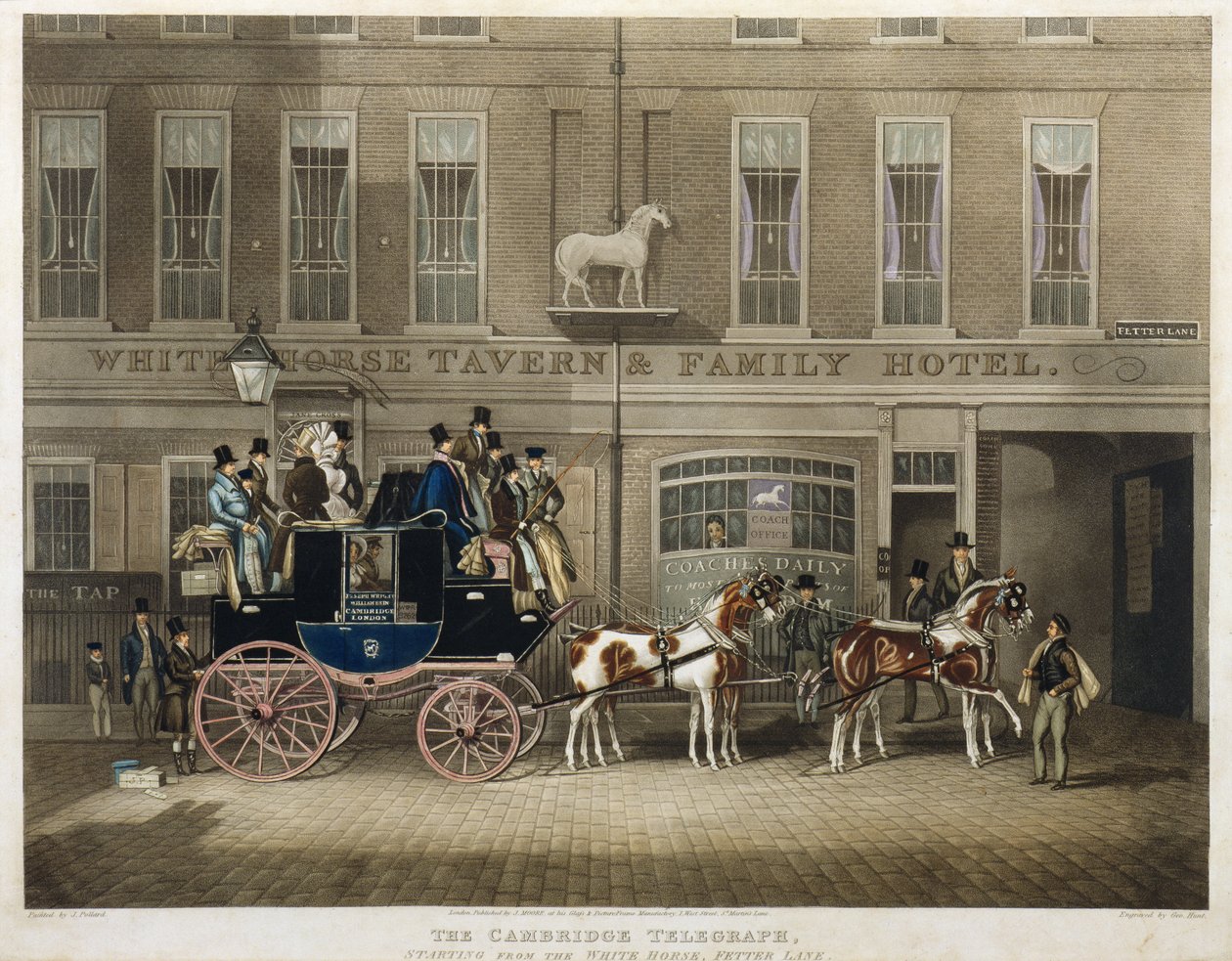 "Cambridge Teelgraph", White Horse, Fetter Lane, Londra by James Pollard