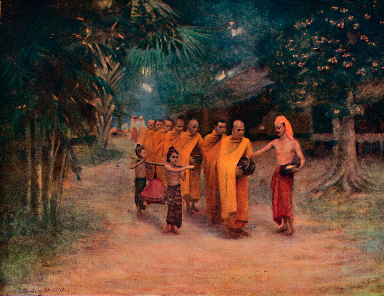 Bir Köyde Dilenci Birmanyalı Rahipler - Sabah Erken, 1913 by James Raeburn Middleton