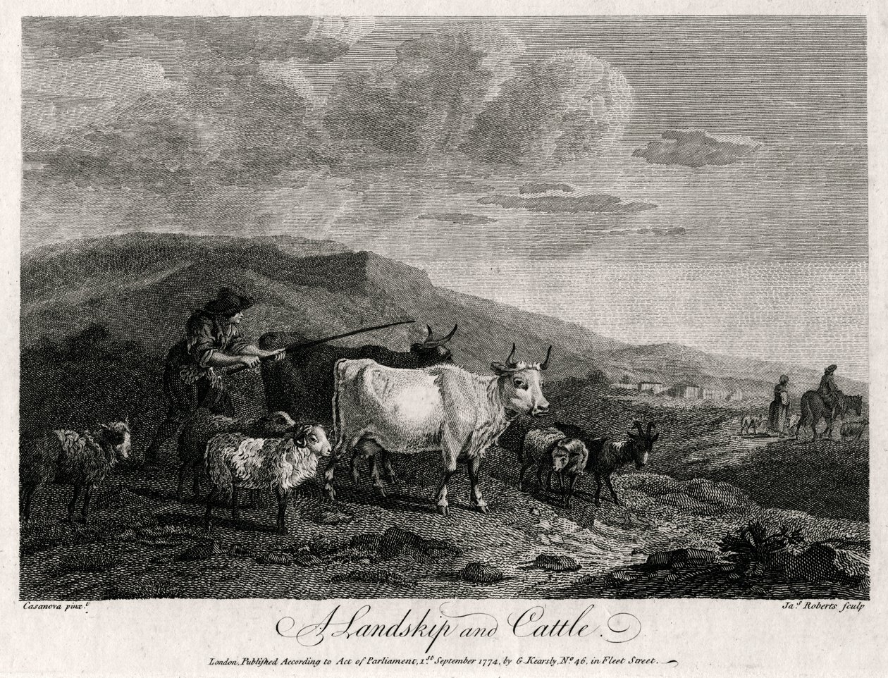 Bir Landskip ve Sığır, 1774. by James Roberts