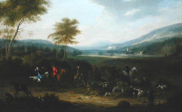 Manzarada Bir Av Partisi, 1730 dolayları (tuval üzerine yağlı boya) by James Ross