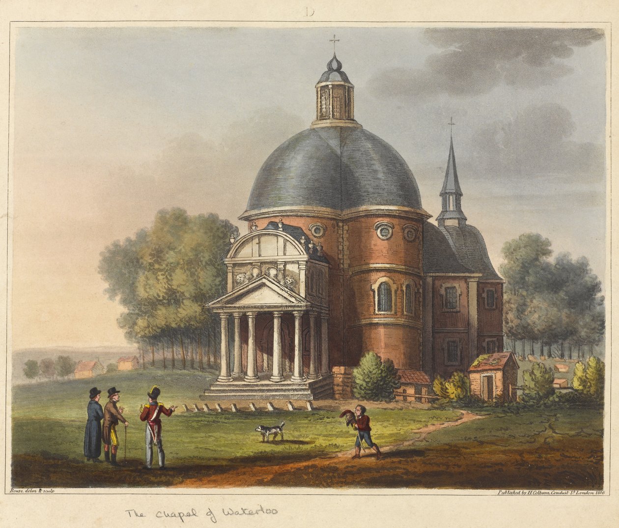 Waterloo'daki Şapel, 'Waterloo Savaşı'nın Tarihsel Bir Hesabından', 1817 (renkli aquatint) by James Rouse