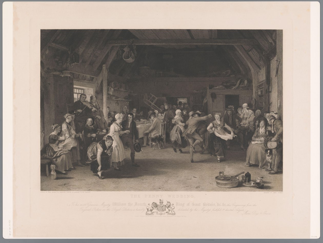 Bir ahırda düğün partisi Penny Düğünü (nesne üzerindeki başlık) by James S. Stewart