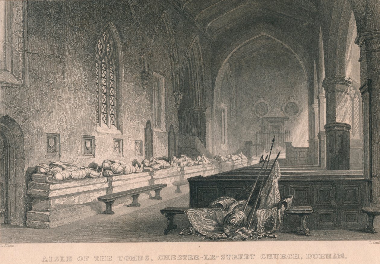 Mezarlar Koridoru, Chester-Le-Street Kilisesi, Durham, 1834 by James Sands