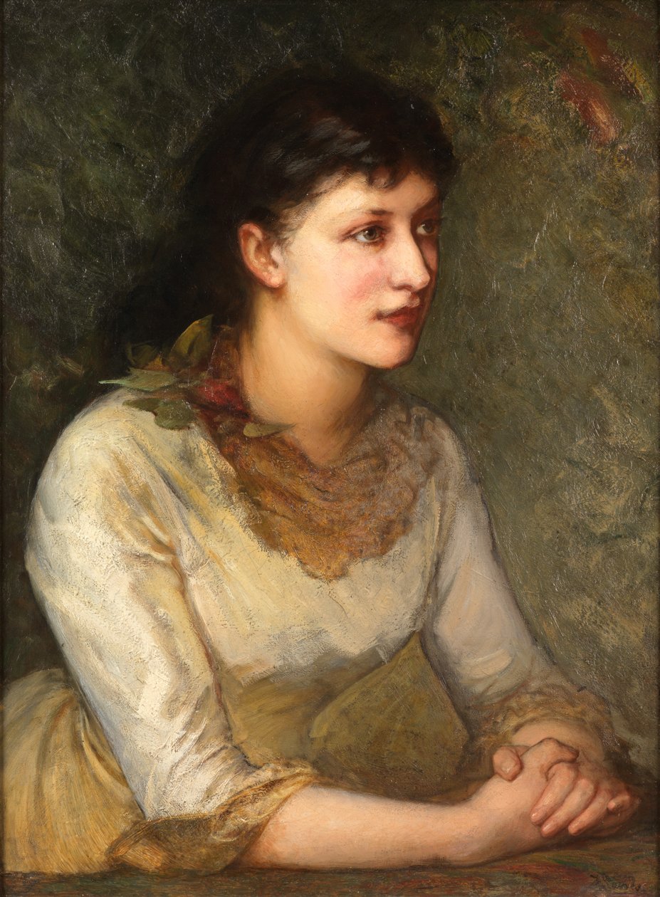 Zarif Bir Genç Kadın (tuval üzerine yağlı boya) by James Sant
