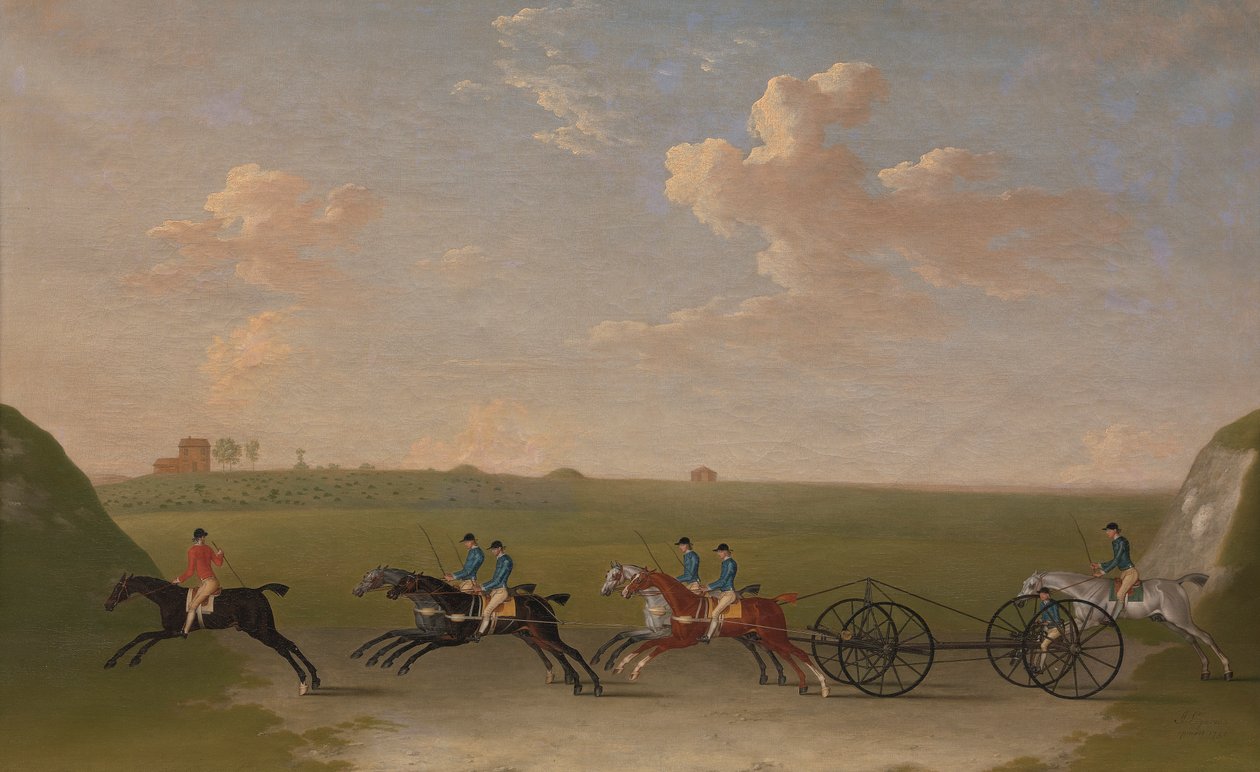 29 Ağustos 1750 Çarşamba günü Newmarket Heath'te Şezlonglu Maç Koşusu by James Seymour