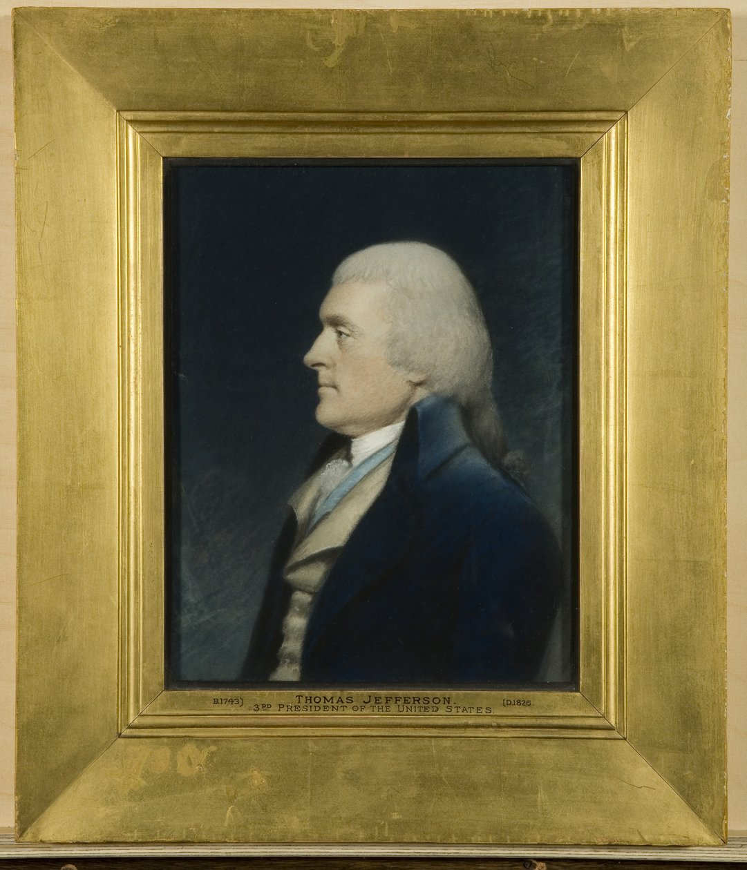 Thomas Jefferson, c.1797 (gri kağıt üzerine pastel) by James Sharples