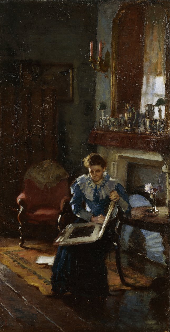Dublin İç Mekanı, c.1915-20 (tuval üzerine yağlı boya) by James Sinton Sleator