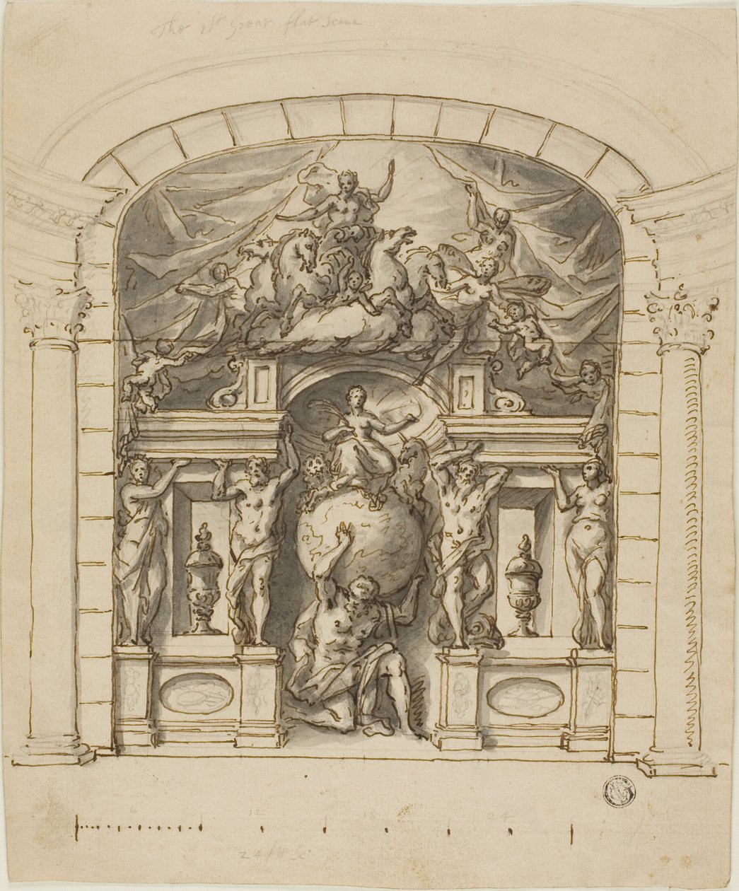 Mitolojik Figürlerle Sahne Manzarası (Hampton Court) Tasarımı by James Thornhill