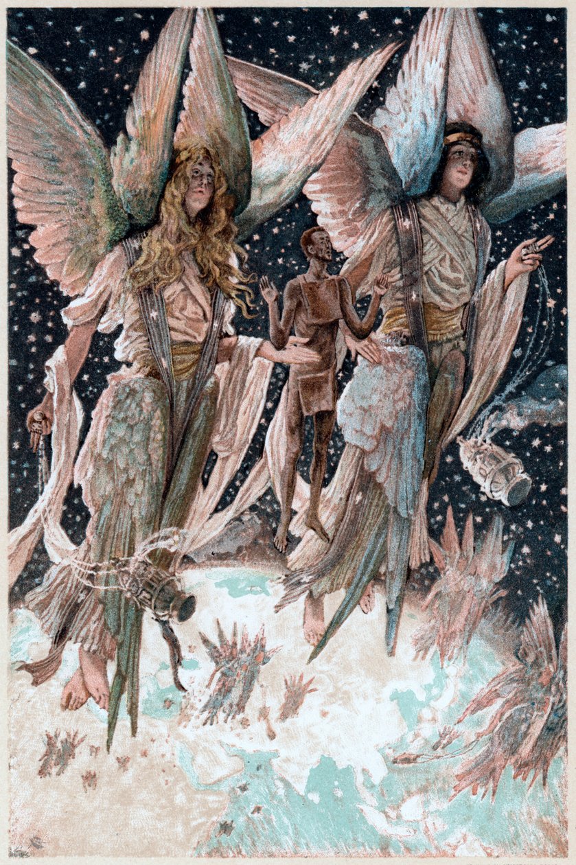 Melekler tarafından yanan buhurdanlarla Cennete götürülen tövbekar hırsızın ruhu, 1897 by James Tissot