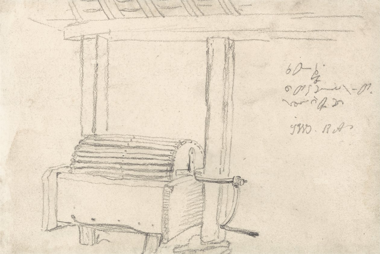 Patatesleri yıkamak için elle haddeleme makinesi (kağıt üzerinde siyah tebeşir) by James Ward