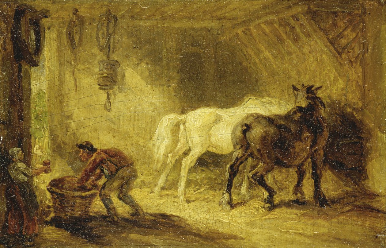 Bir Ahırın İçi, c.1830-40 (panelde yağ) by James Ward