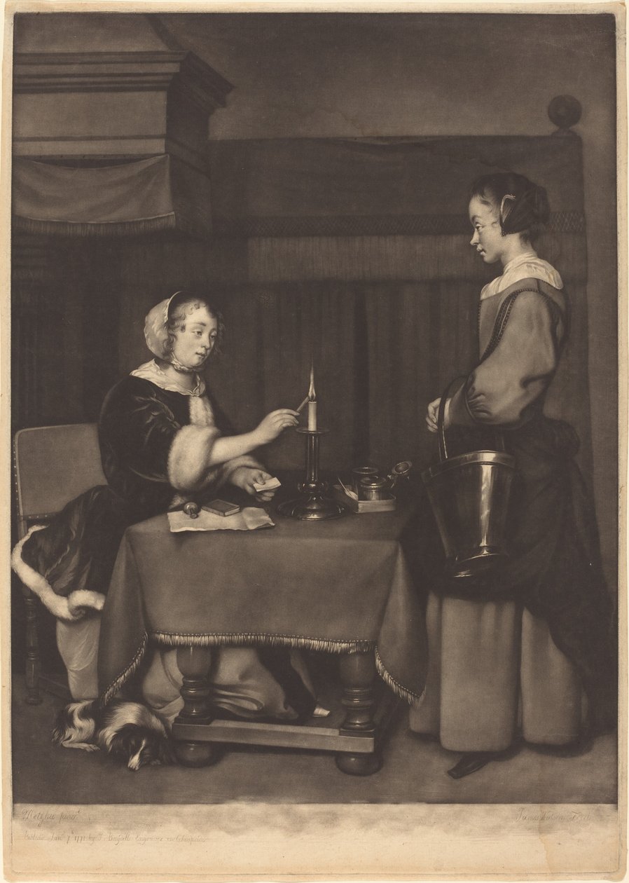 Kadın Muhabir by James Watson after Gabriel Metsu
