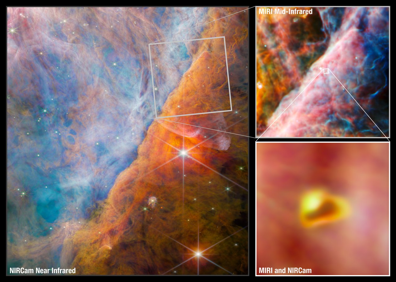 Orion Bar Kolajı (NIRCam ve MIRI Görüntüleri) by James Webb Space Telescope (NASA)