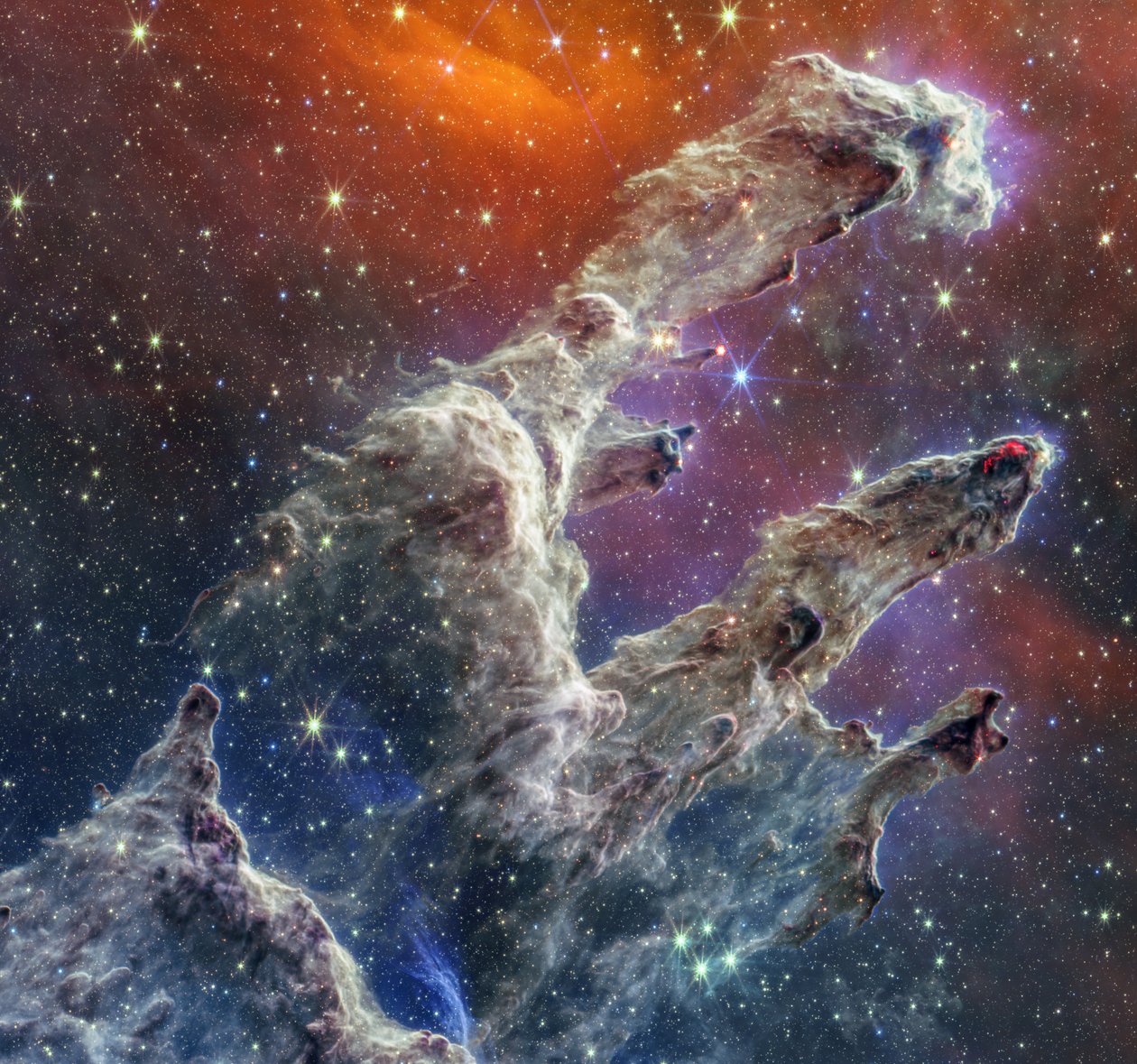 Yaratılış Sütunları (NIRCam ve MIRI Kompozit) by James Webb Space Telescope (NASA)