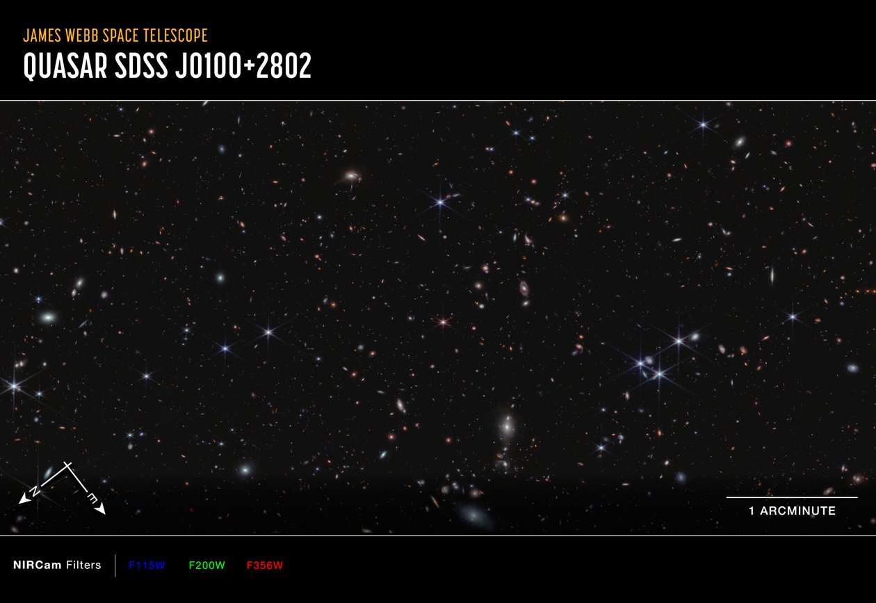 Quasar J0100+2802 (NIRCam Pusula Görüntüsü) by James Webb Space Telescope (NASA)