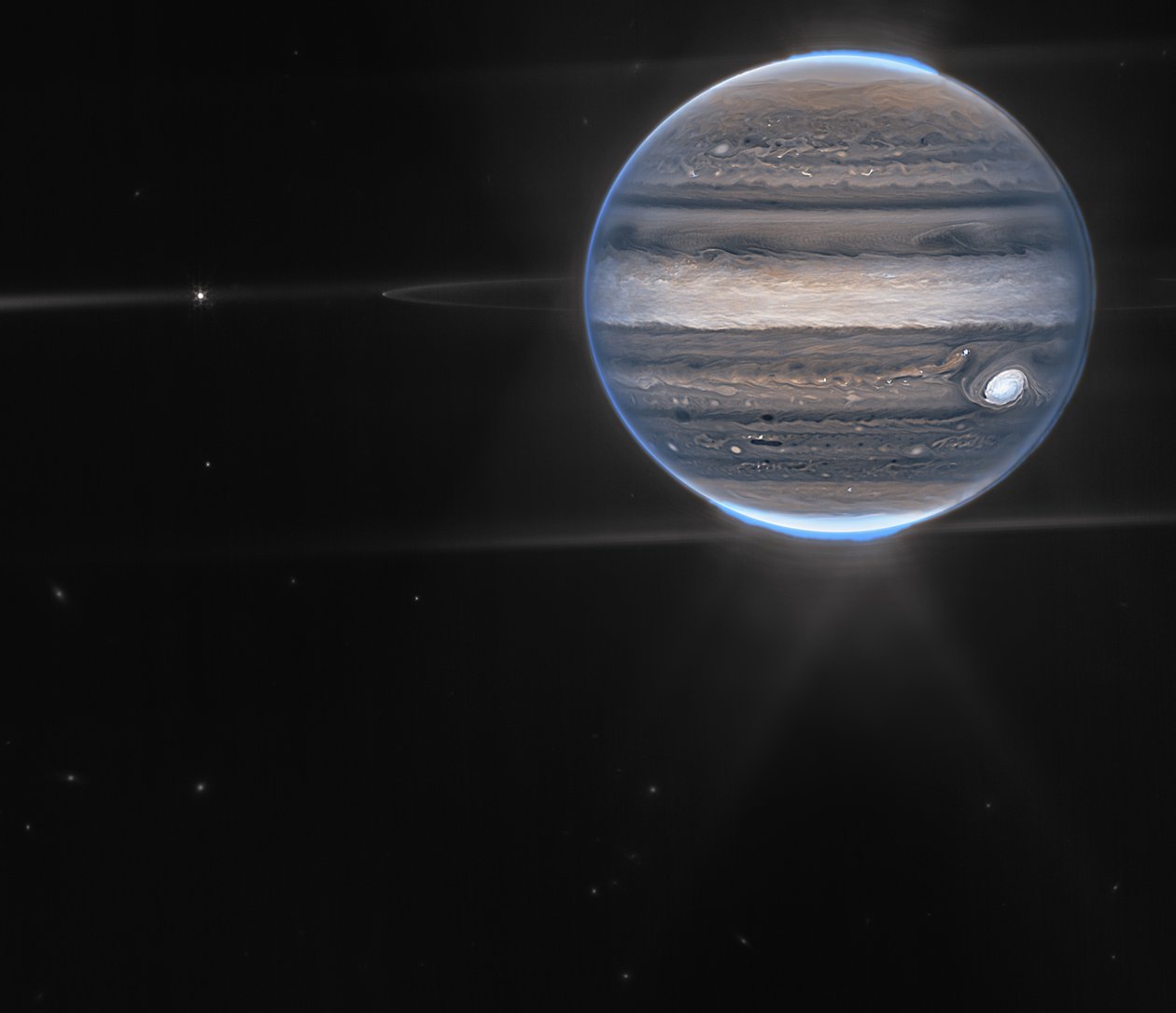 Webb'in Jüpiter Görüntüleri Aurora'ları, Hazes'i Sergiliyor by James Webb Space Telescope (NASA)