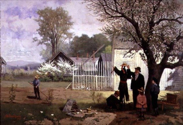 Korkuluk Yapımı, 1880 dolayları (tuval üzerine yağlı boya) by James Wells Champney