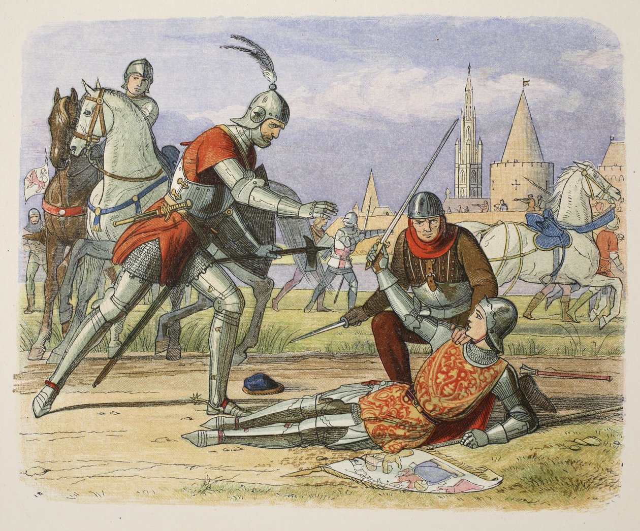 Joan of Arc'ın ele geçirilmesi, 25 Mayıs 1430, A Chronicle of England M.Ö. 55'ten MS 1485'e kadar, pub. Londra, 1863 by James William Edmund Doyle