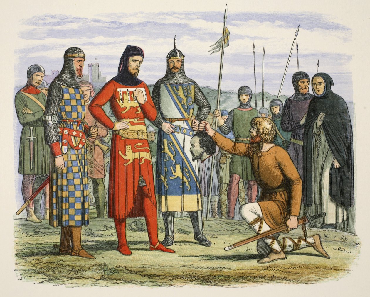 Gaveston'ın başı Lancaster Kontuna gösterilen, A Chronicle of England M.Ö. 55'ten MS 1485'e kadar, pub. Londra by James William Edmund Doyle