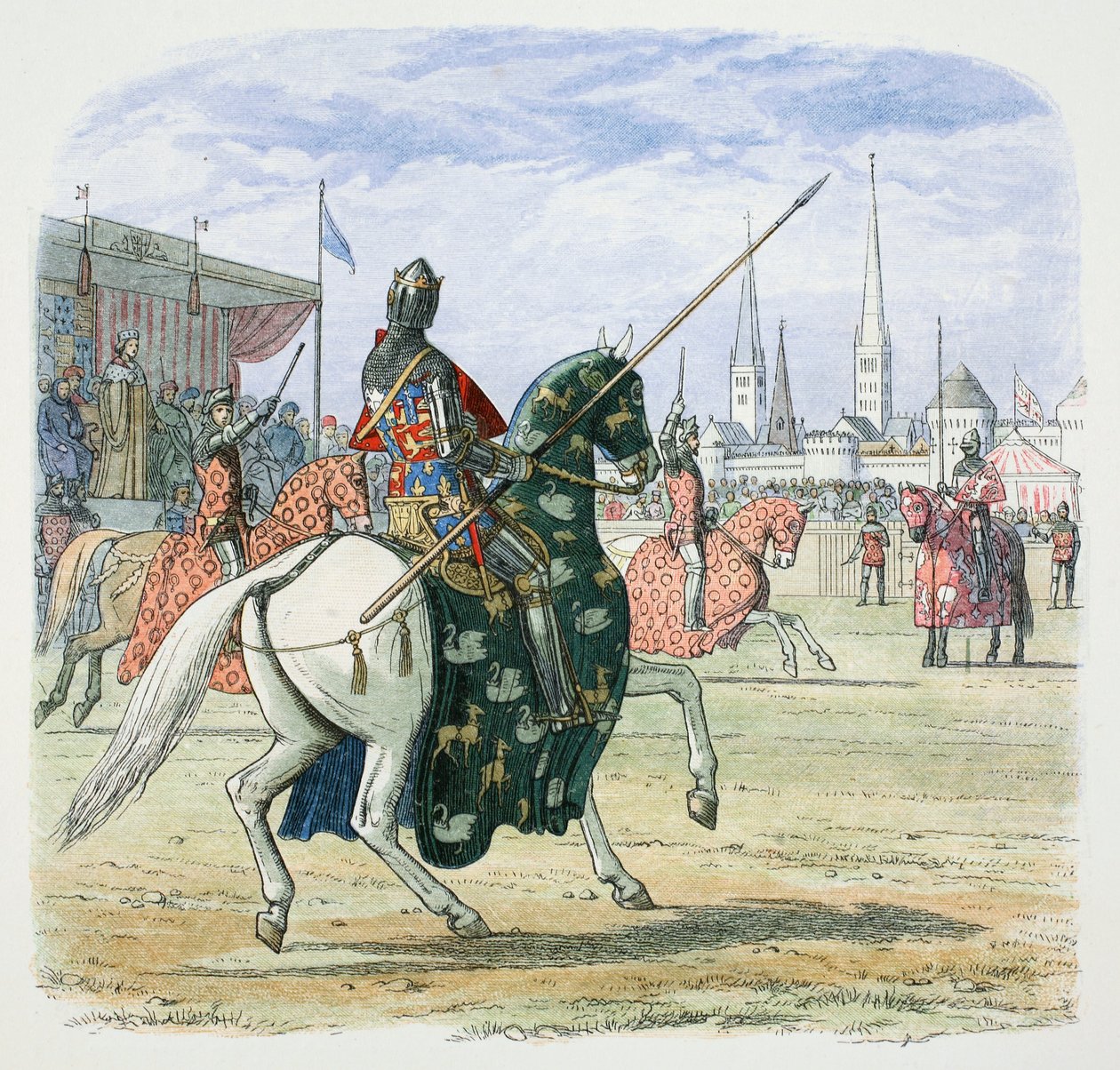 Kral II. Richard, Hereford Dükleri ile Norfolk arasındaki düelloyu durdurur, 1398 1864 by James William Edmund Doyle