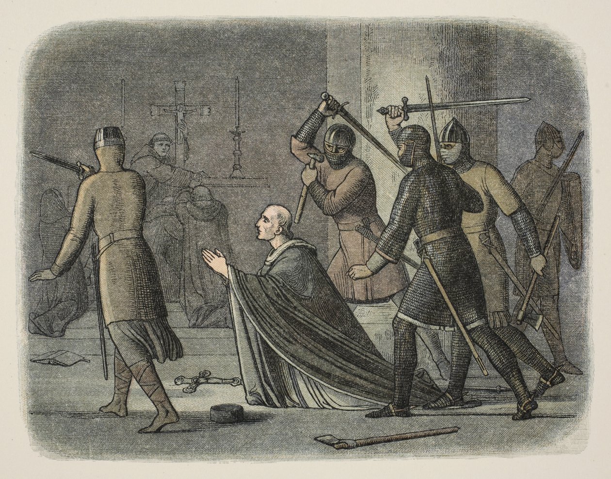Thomas Becket'in öldürülmesi, Canterbury Katedrali, 29 Aralık 1170, A Chronicle of England M.Ö. 55'ten MS 1485'e kadar, pub. Londra by James William Edmund Doyle