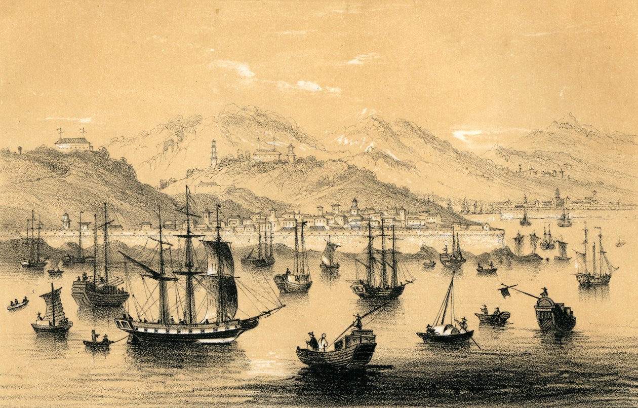 Amoy, İngiliz ticaretine geç antlaşma ile açılan beş limandan biri, 1847. by James William Giles