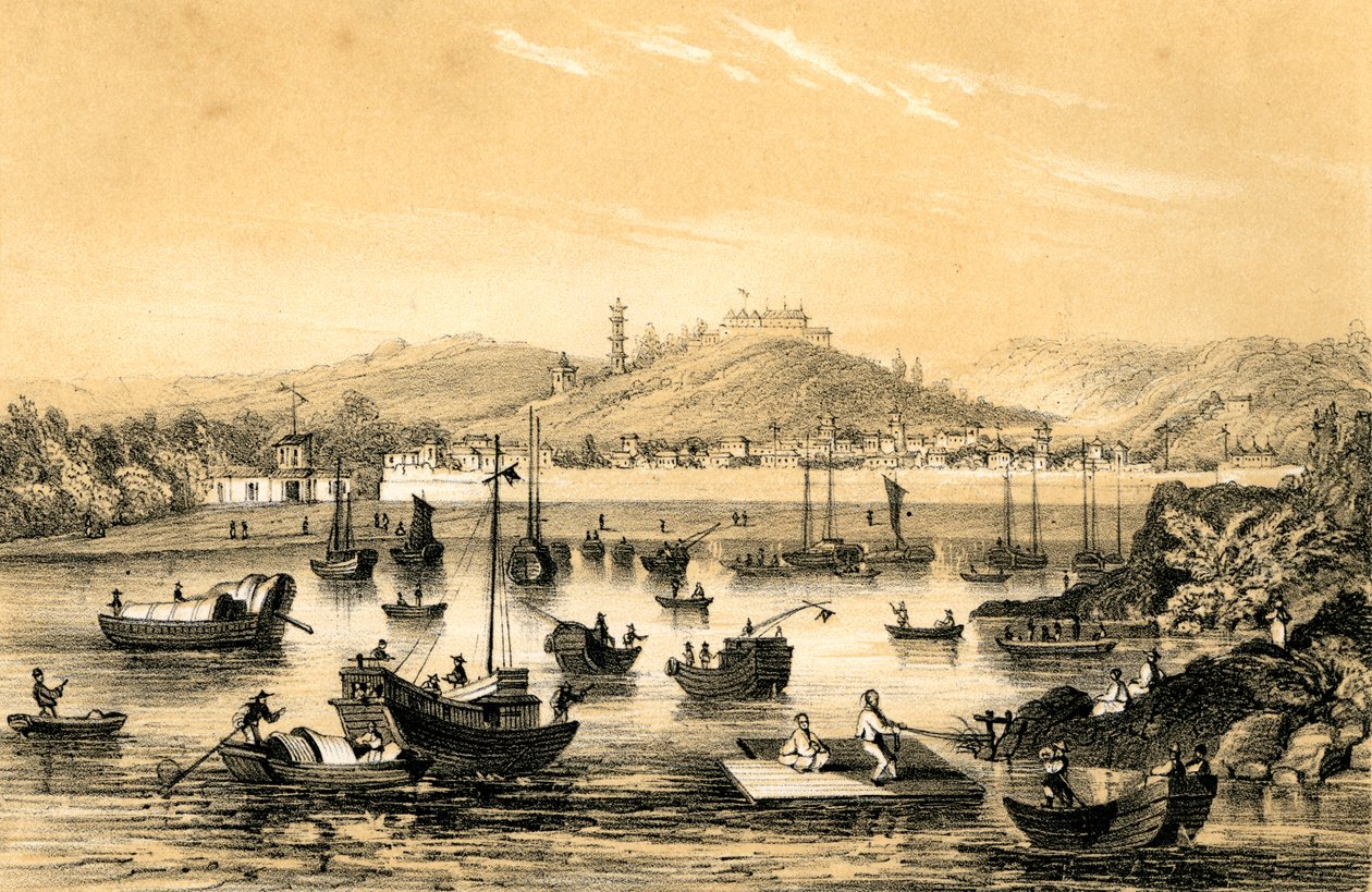 Ningbo, İngiliz ticaretine geç antlaşma ile açılan beş limandan biri, Çin, 1847 by James William Giles